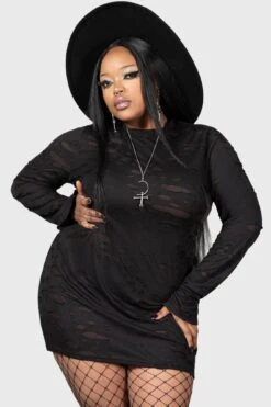 Sinners Glimmer Long Sleeve Dress [PLUS] -Plus Size Shop SINNERS GLIMMER BODYCON DRESS PLUS W D
